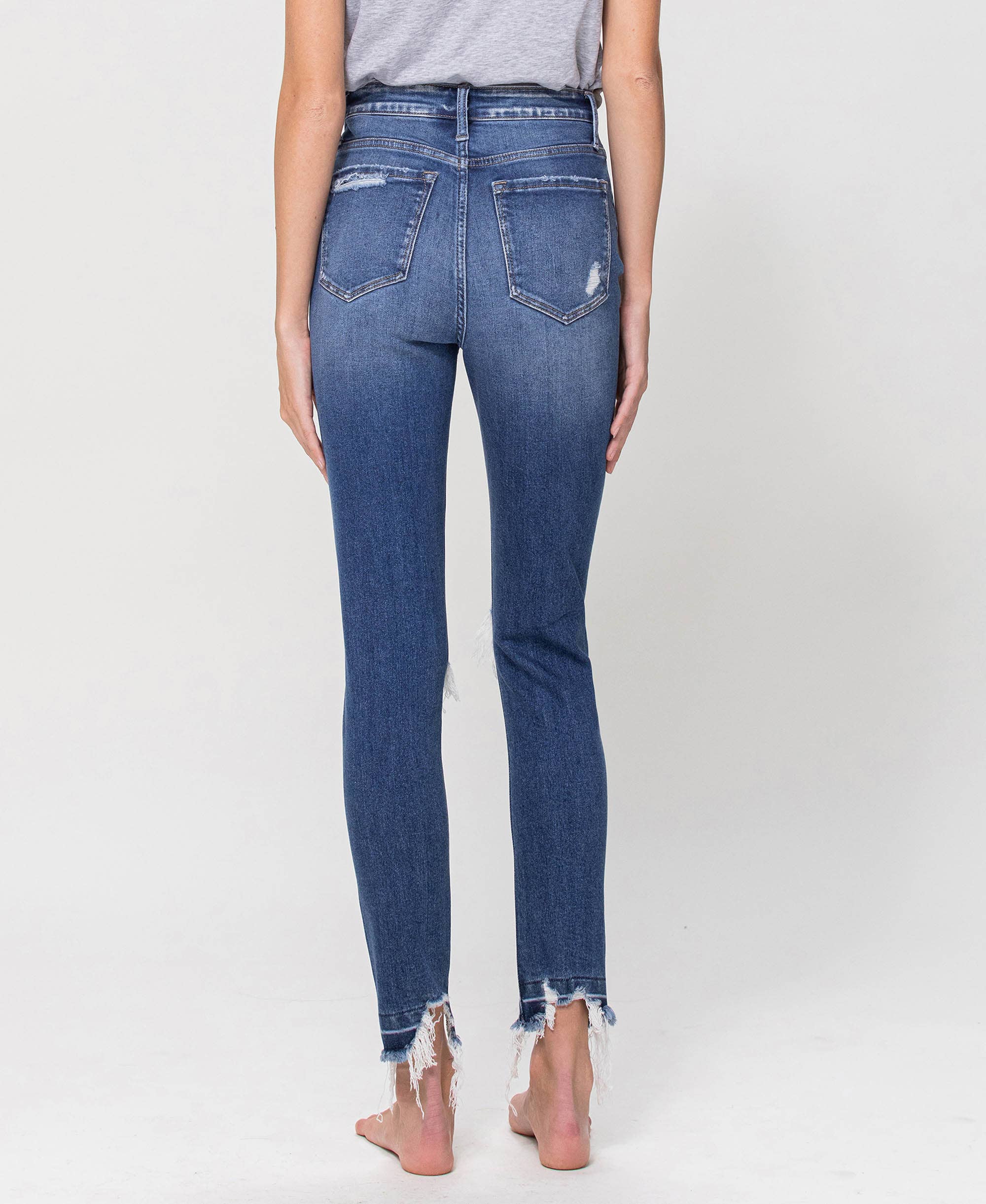 ROMANTIC CHILD HIGH RISE DISTRESSED ANKLE SKINNY JEANS F4422 for wholesale on Faire4