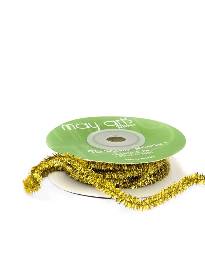 1/4" Gold Tinsel String for wholesale by May Arts Ribbon