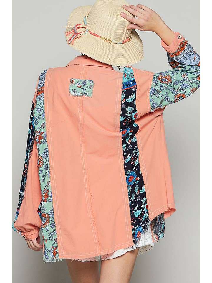 Pol Clothing - Wholesale Button Down Shirt - Women's - Balloon sleeve mixed fabric button down shirts
