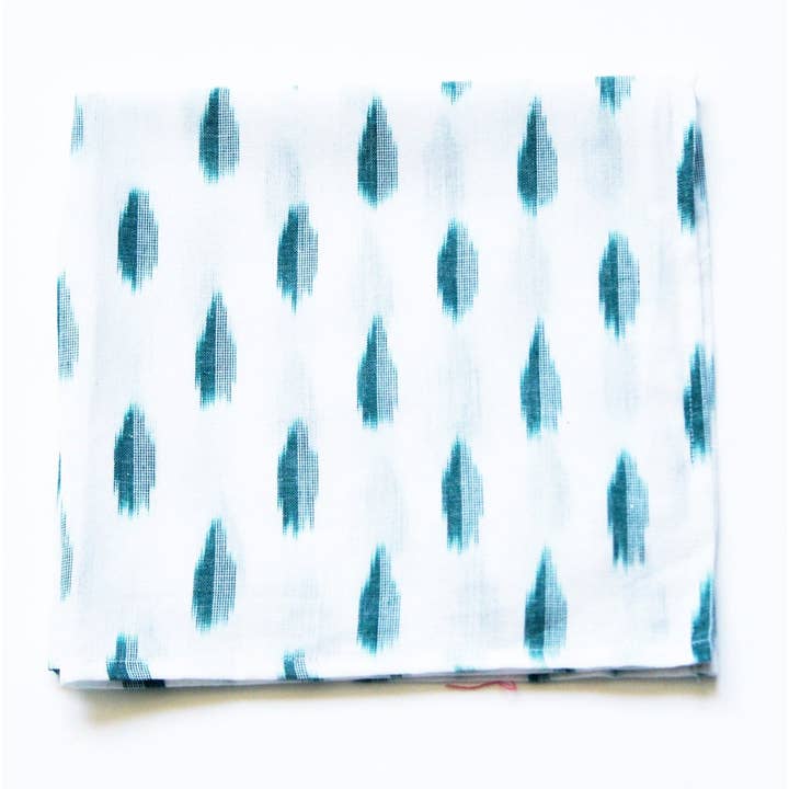 Vit gröna blad handvävda Ikat bomull middag servett för wholesale av Rustic Loom