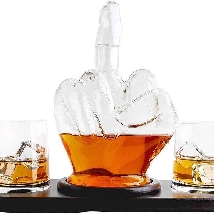 The Wine Savant / Khen Glassware - Wholesale Decanter - Middle Finger Novelty Whisky Decanter