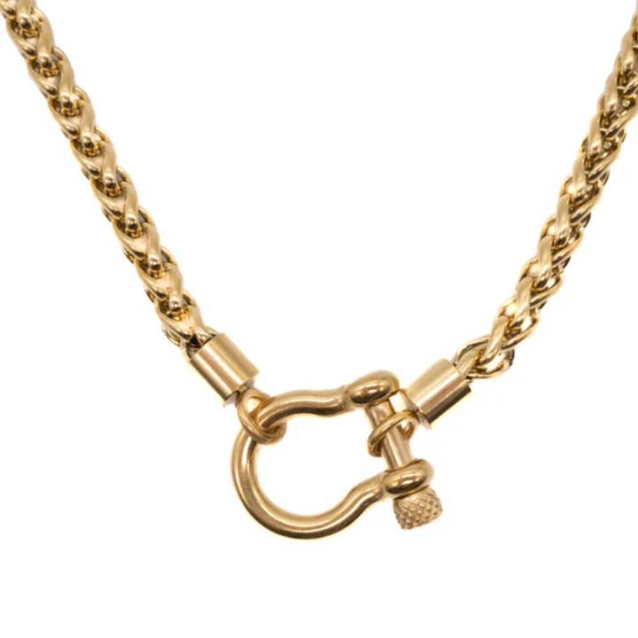 HoopLa - Wholesale Pendant/Charm Necklace - Carabiner horse Bit- Charm-Wheat Chain Stainless Necklace