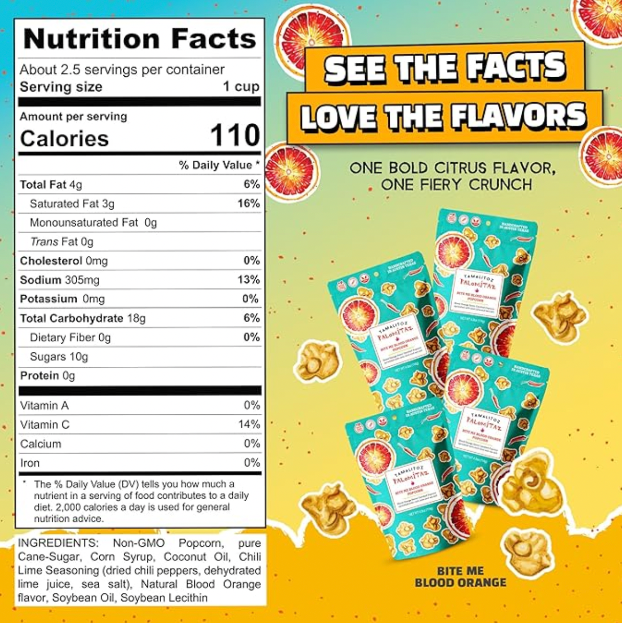 Sugarox Candy Studio LLC - Wholesale Popcorn - Tamalitoz Bite me Blood Orange  Palomitaz Popcorn 12CT3