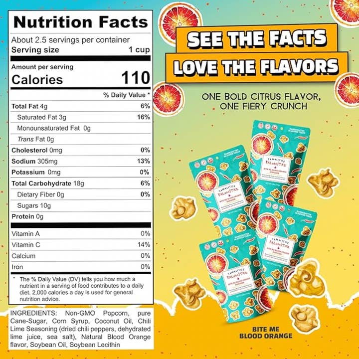 Sugarox Candy Studio LLC - Wholesale Popcorn - Tamalitoz Bite me Blood Orange Palomitaz Popcorn 12CT3