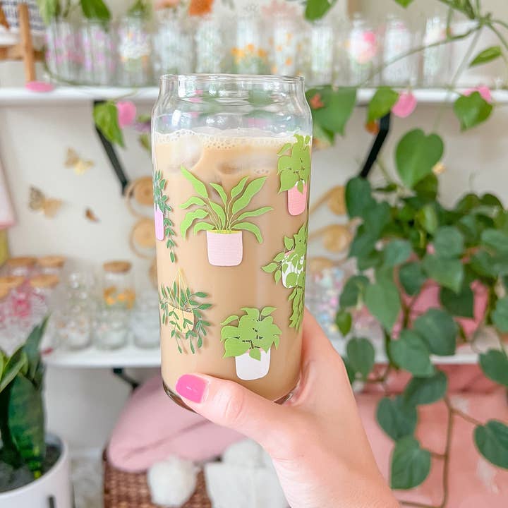 Hart and Flora Shop - Wholesale Drinking Glass/Cup - 20oz Colorful Plants Glass2