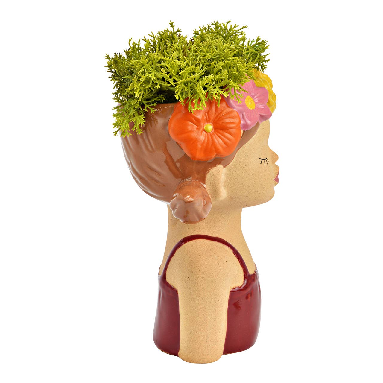 Wurm - Wholesale Plant Pot - Flower Pot Flower Girl Made of Stoneware, Beige/Bordeaux (W/H/D) 15x16x9cm1