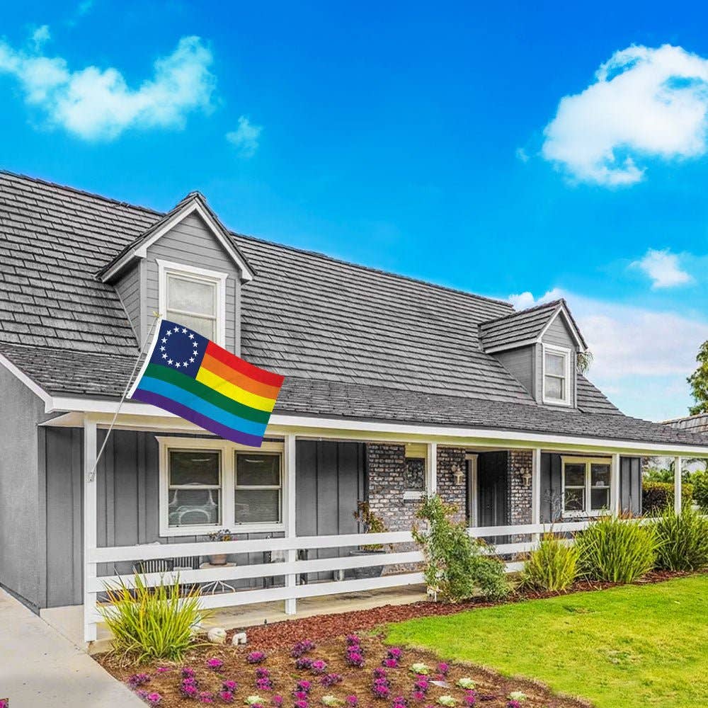 Flags Importer - Wholesale Flag - Rainbow Betsy Ross Flag 3x5ft Poly3