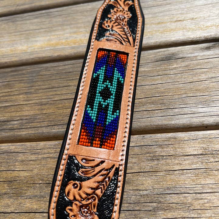 Westrian (Formerly Equipage) - Wholesale Pet Collar - Dog - Western Equestrian Tooled Leather Beaded Dog Collar