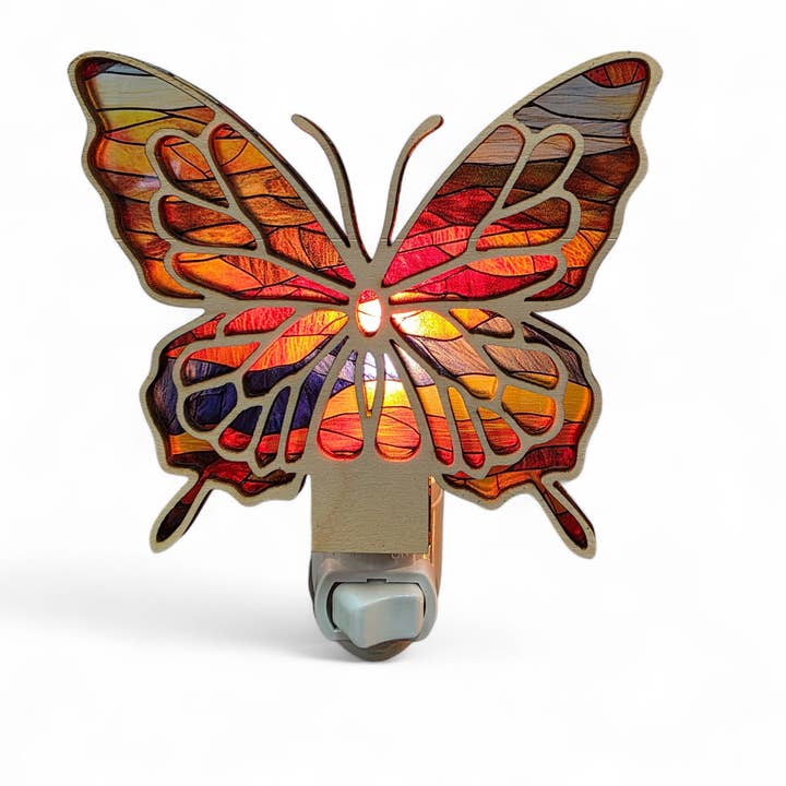 Gulf Coast Custom - Wholesale Night Light - Butterfly Wood LED Night Light - Tropical Butterflies Light2