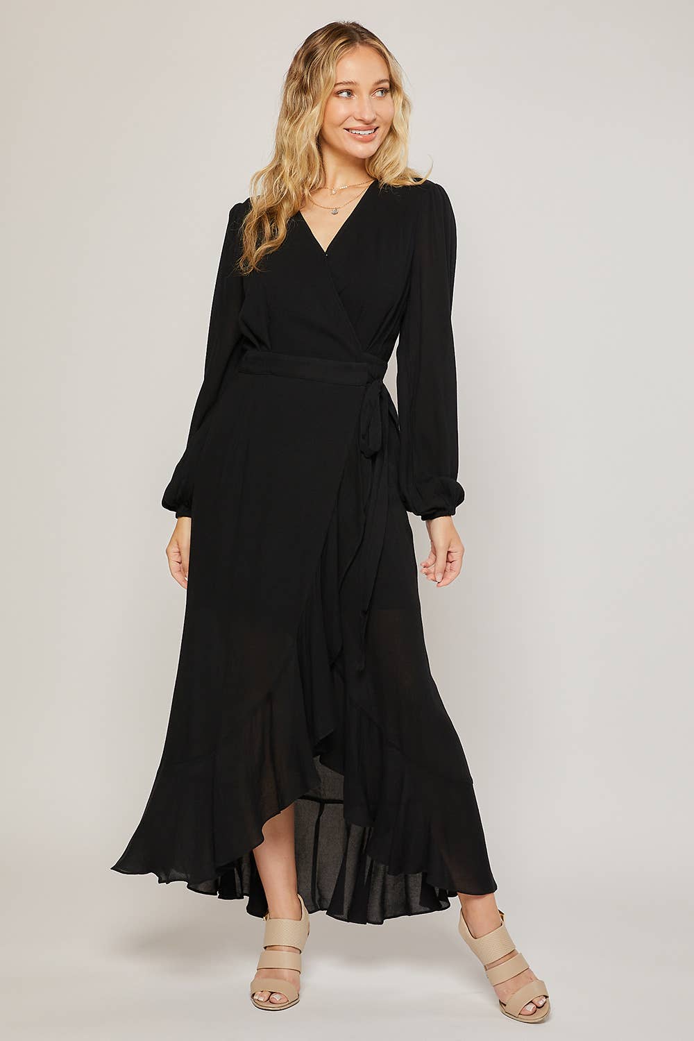 Bluivy – wholesale Dress – Women's – RUFFLE HEM MAXI WRAP DRESS43