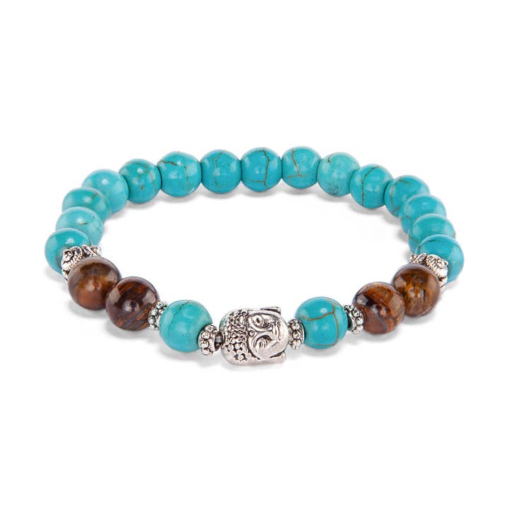 Bodynova - Wholesale Armband met kralen - Mala armband met turkoois en tijgeroog, mode-sieraden0