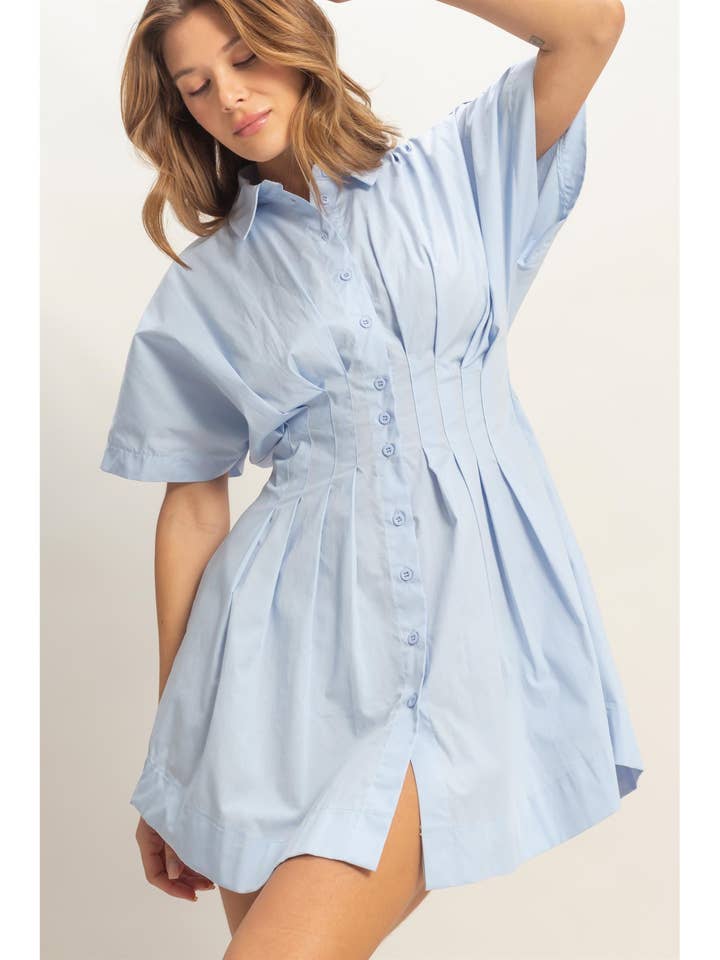 Pleated Button-Up Dress for wholesale by HYFVE