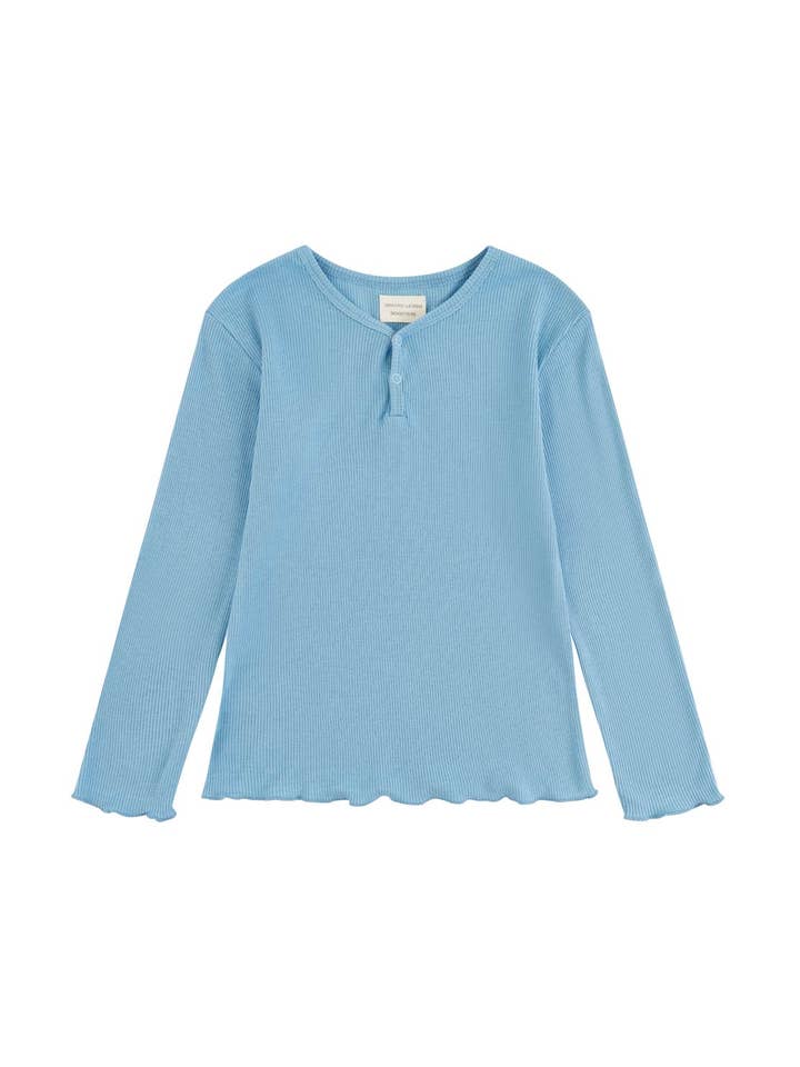 Girls Toddler Organic Bamboo Shirt-Delphinium Blue for wholesale by Norsu Organic