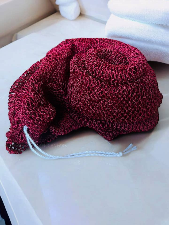 Rete africana per il corpo / Rete esfoliante africana / Spugna Sapo - Rosso borgogna per la vendita all'ingrosso da parte di AfricanFabs