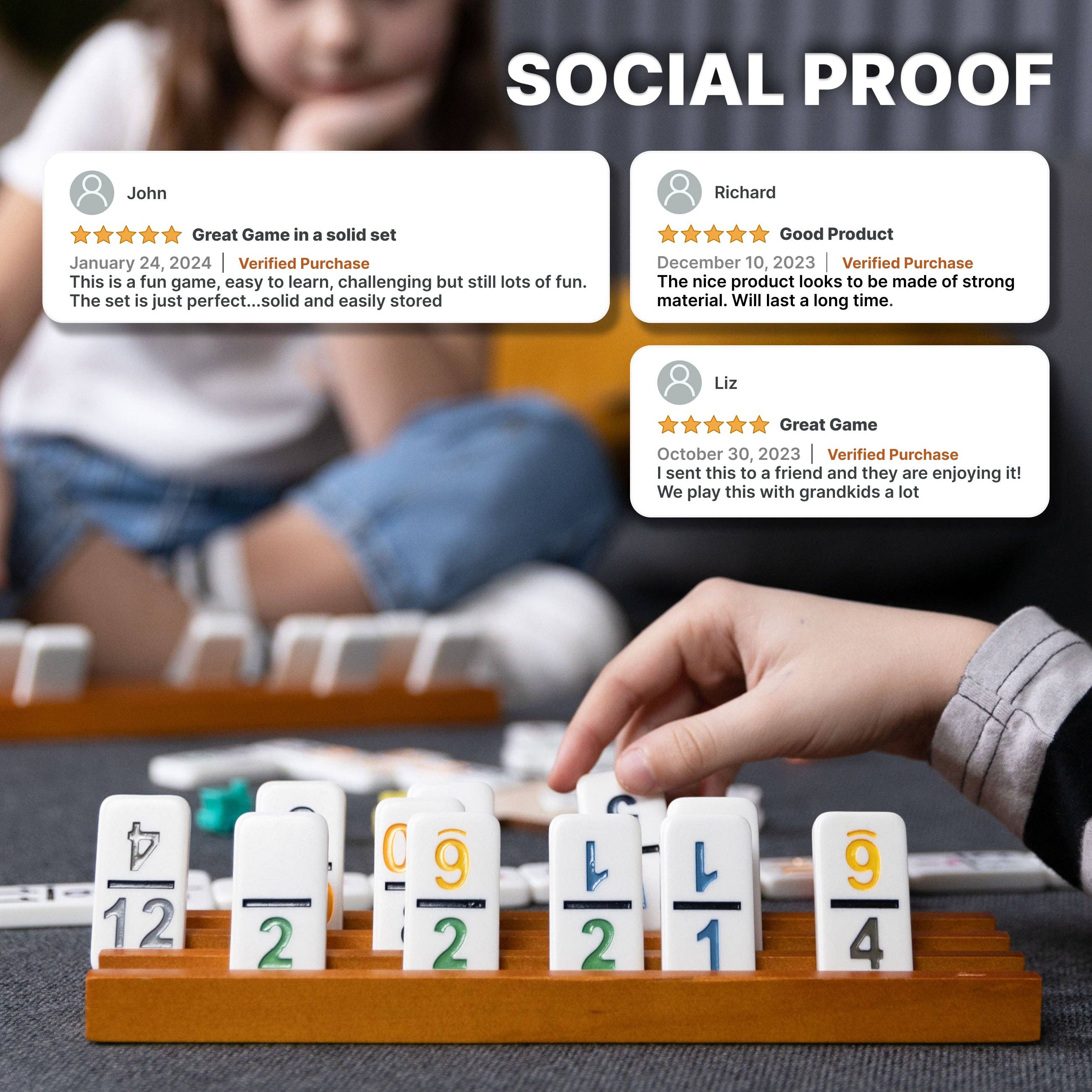 Queensell - Wholesale Board Game - Mexican Train Dominoes Set with Numbers and 4 Holders5