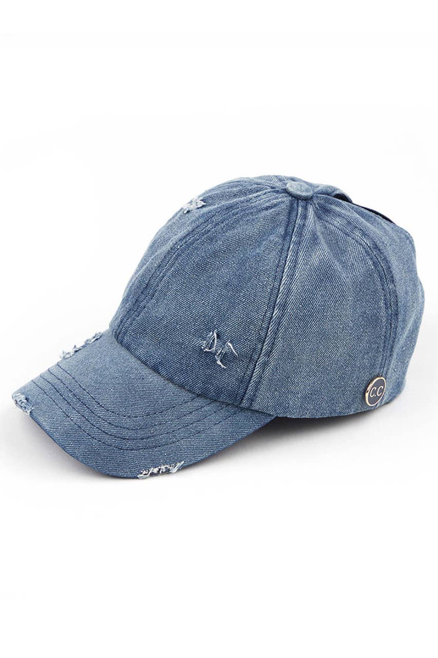 Hana - Wholesale Baseball Cap - Women's - C.C Washed Denim Criss-Cross Pony Cap5