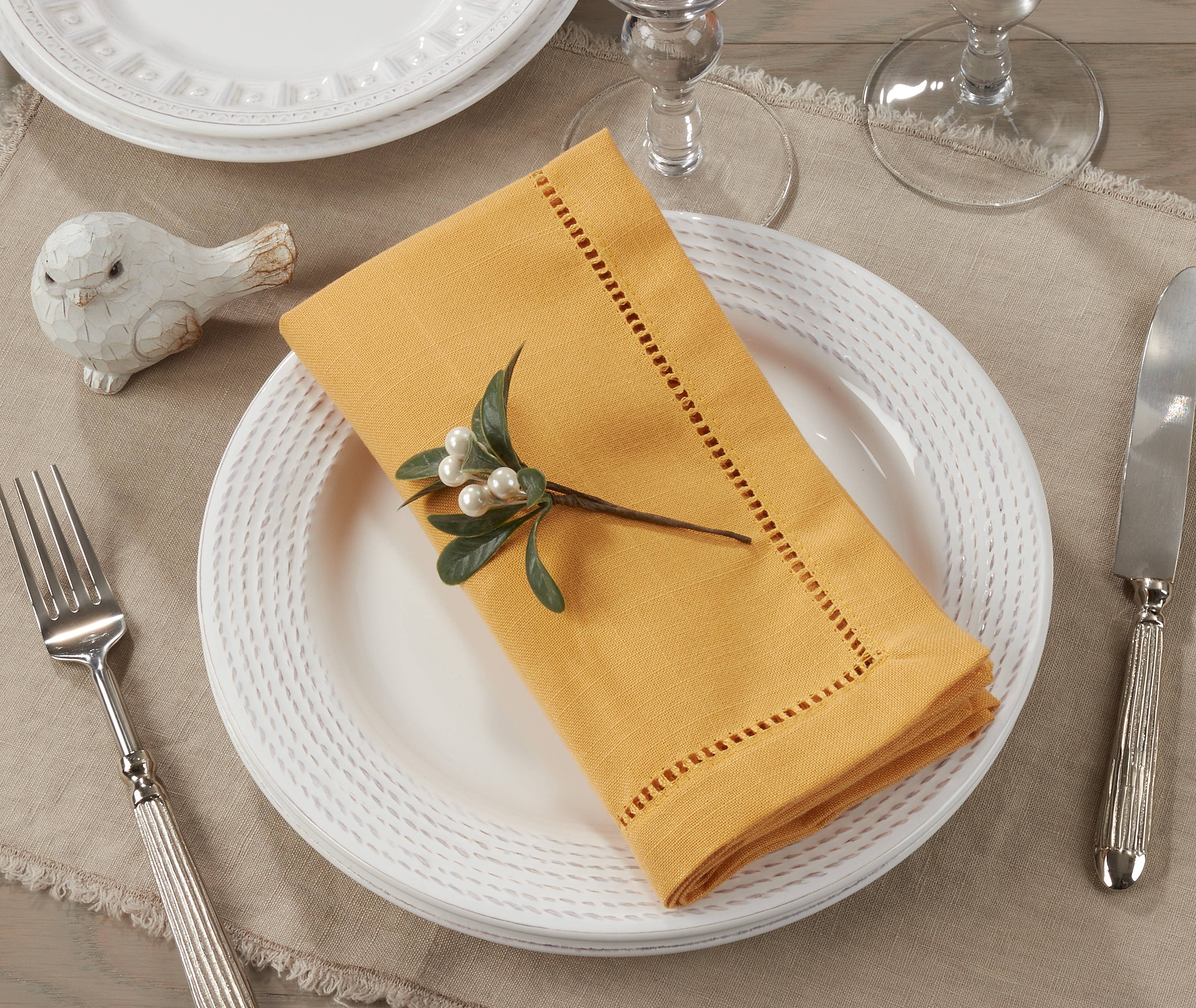 Saro Lifestyle – wholesale Dinner & cloth napkin – Poly Hemstitched Dinner Napkin11