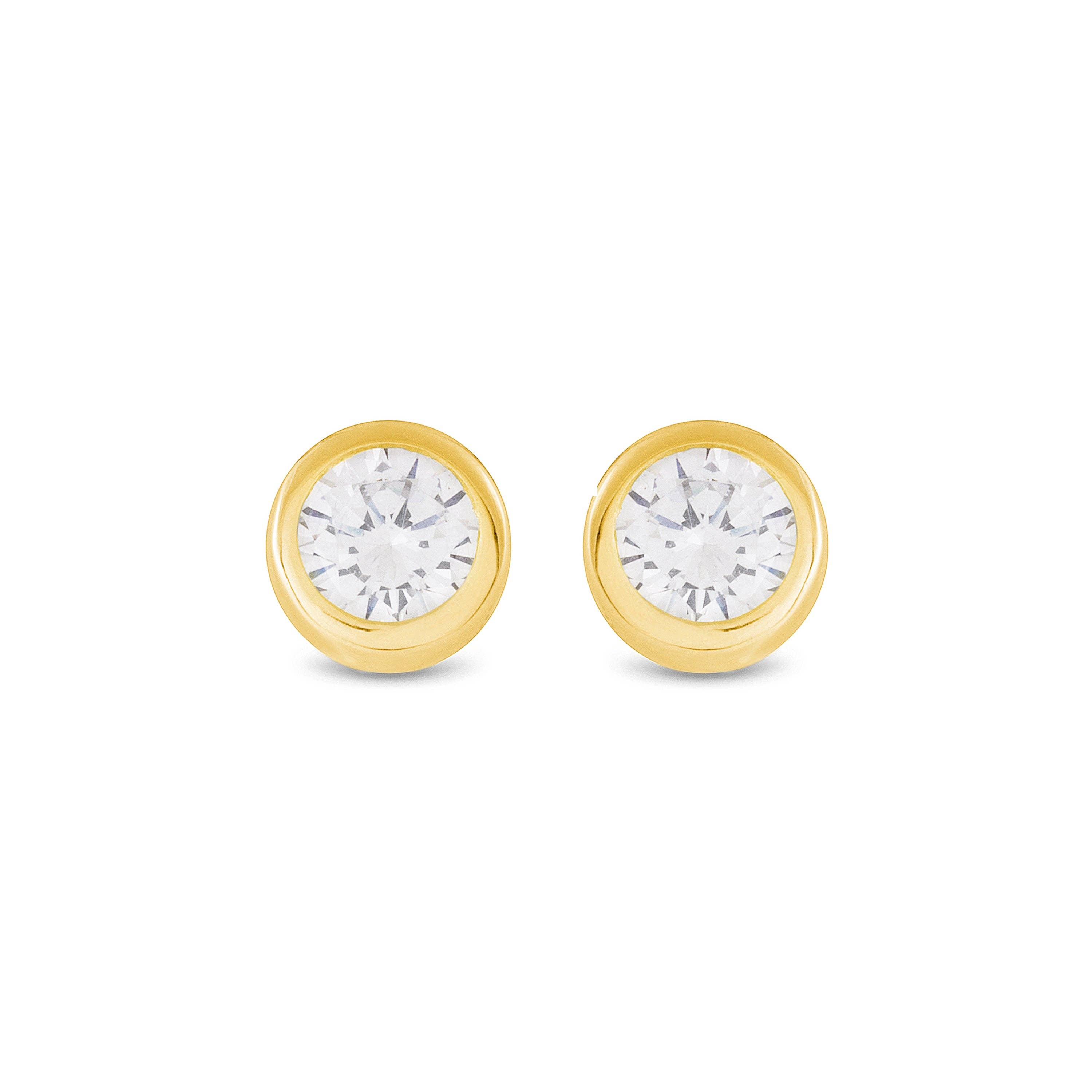 Luxenter - Wholesale Stud/Post Earrings - Pendientes Luxenter de Plata de Ley 925 con Circonita Brillante acabados en oro amarillo de 18K - Imrak0