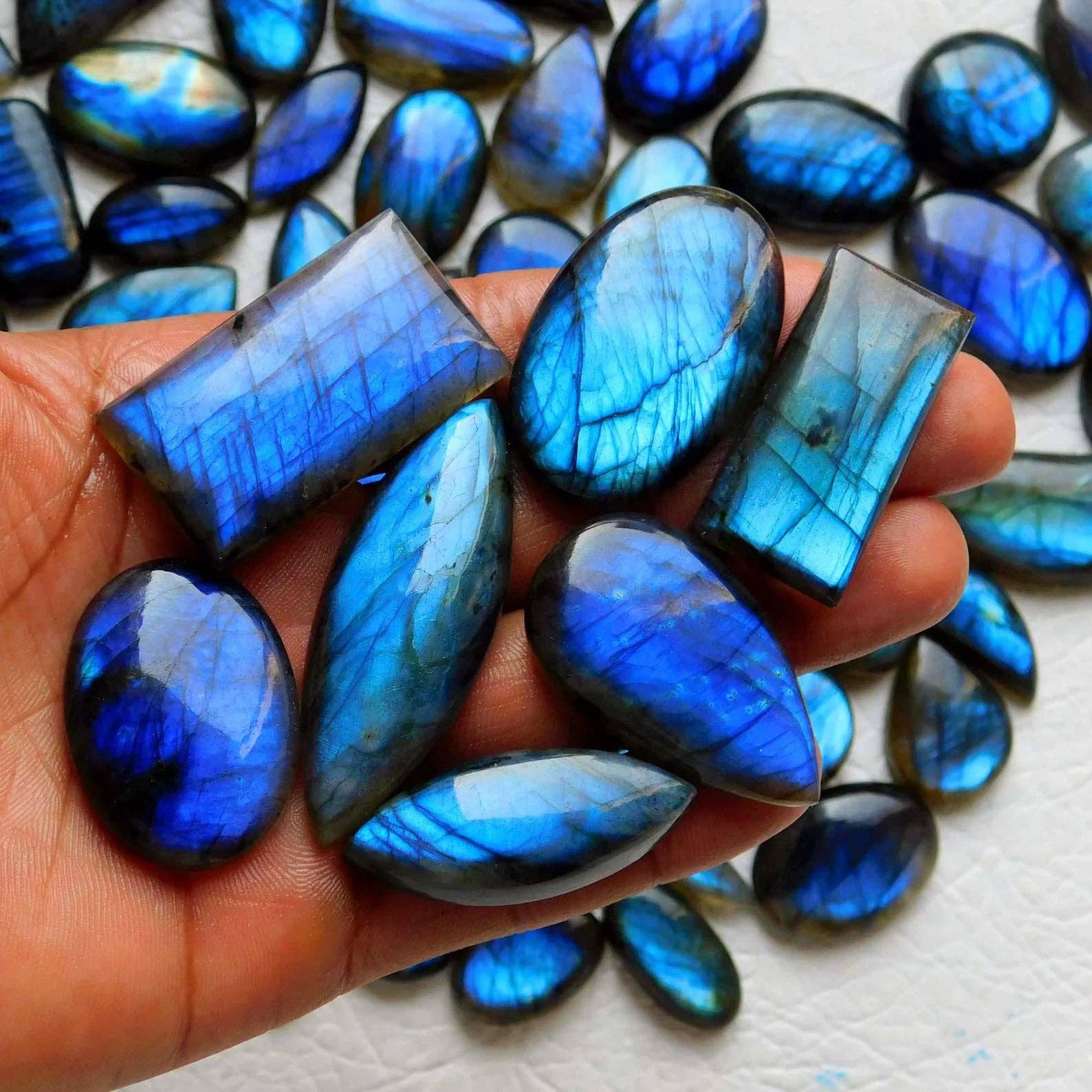 Handmade Jewels – wholesale Spiritual stone/crystal – Labradorite Blue Loose Cabochons - Spectrolite, Assorted shapes and Sizes1