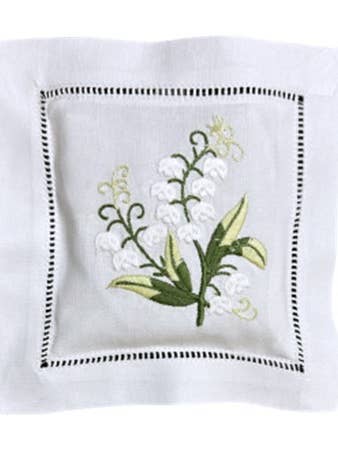 Embroidered Lily-Of-Valley Lavender Sachet for wholesale by Mierco European Linens