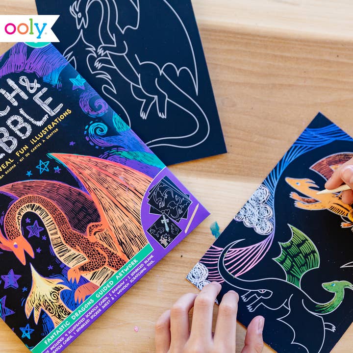 OOLY - Venta al por mayor Kit de manualidades - Niños - Scratch & Garabatear - Dragones fantásticos