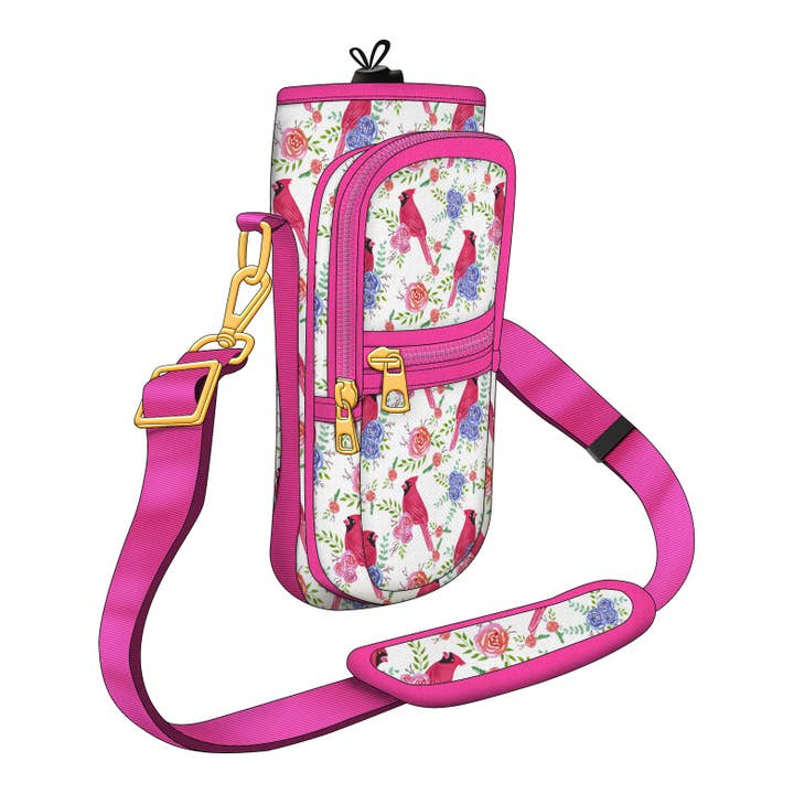 North American Cardinal and Rose Pattern Bottle Carrier for wholesale by OEELINN