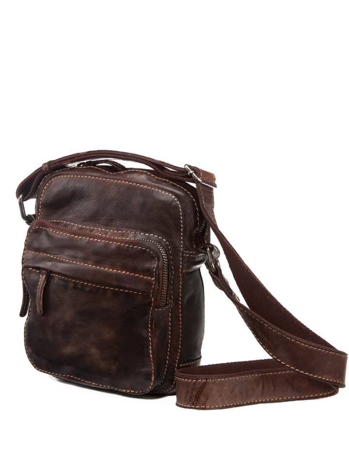 Borsa a tracolla da uomo Stamp in pelle testa di moro per la vendita all'ingrosso da parte di Stamp