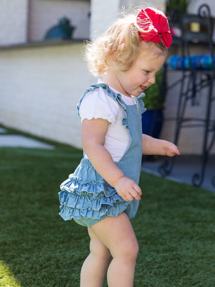 Blue Baby Girls Light Wash Denim Flutter Overall Romper
for wholesale on Faire8