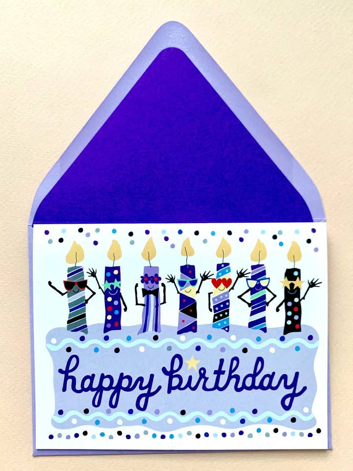 Cool Candles Birthday, Paars - Set van 10 kaarten voor wholesale door Mighty Violet Design