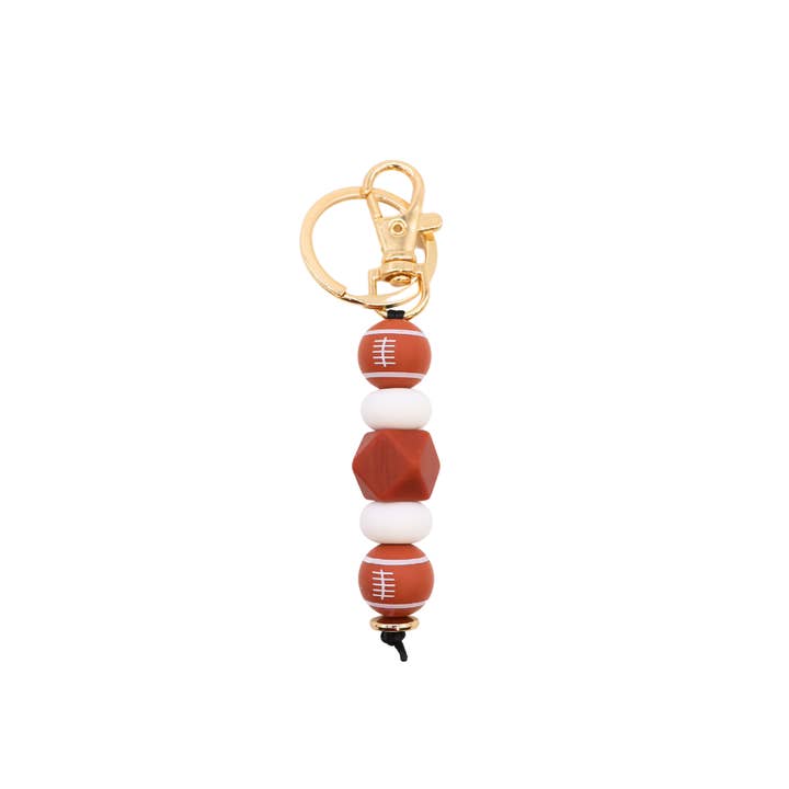 Brown & White Football Keychain for wholesale by The Charm Bar Company
