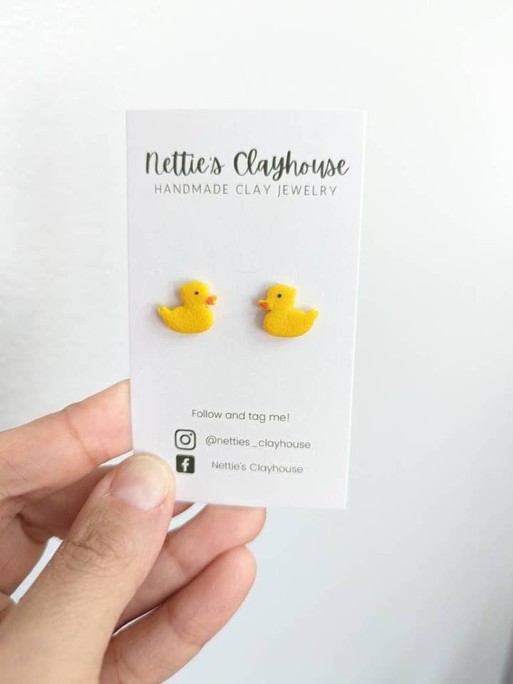 Rubber Ducky Studs | Cruise Jewelry | Cruise Earrings | Poly for wholesale by Nettie's Clayhouse