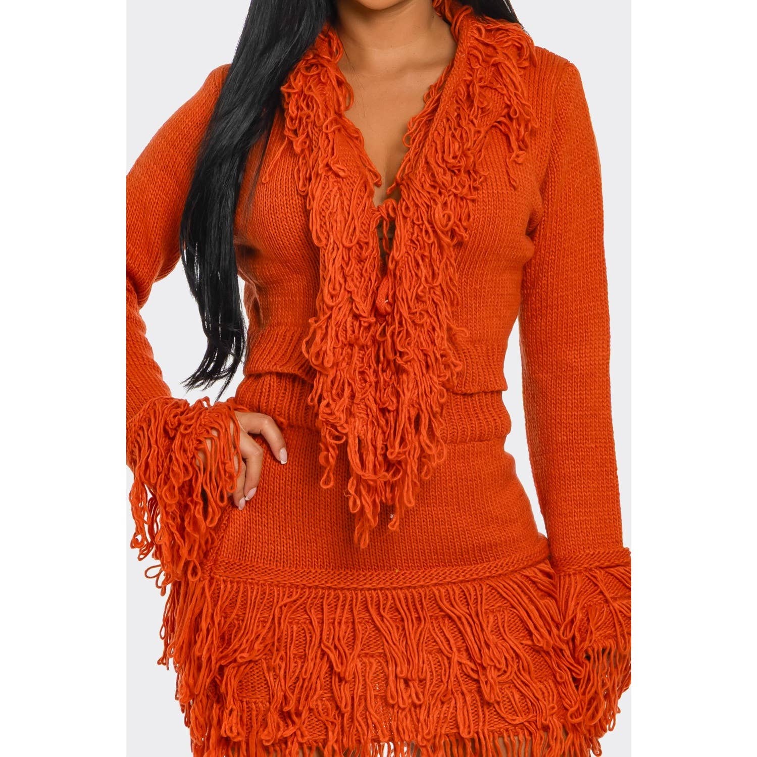 DORCAS - Wholesale Top & Skirt Set - Women's - Fringe Sweater Skirt Set25