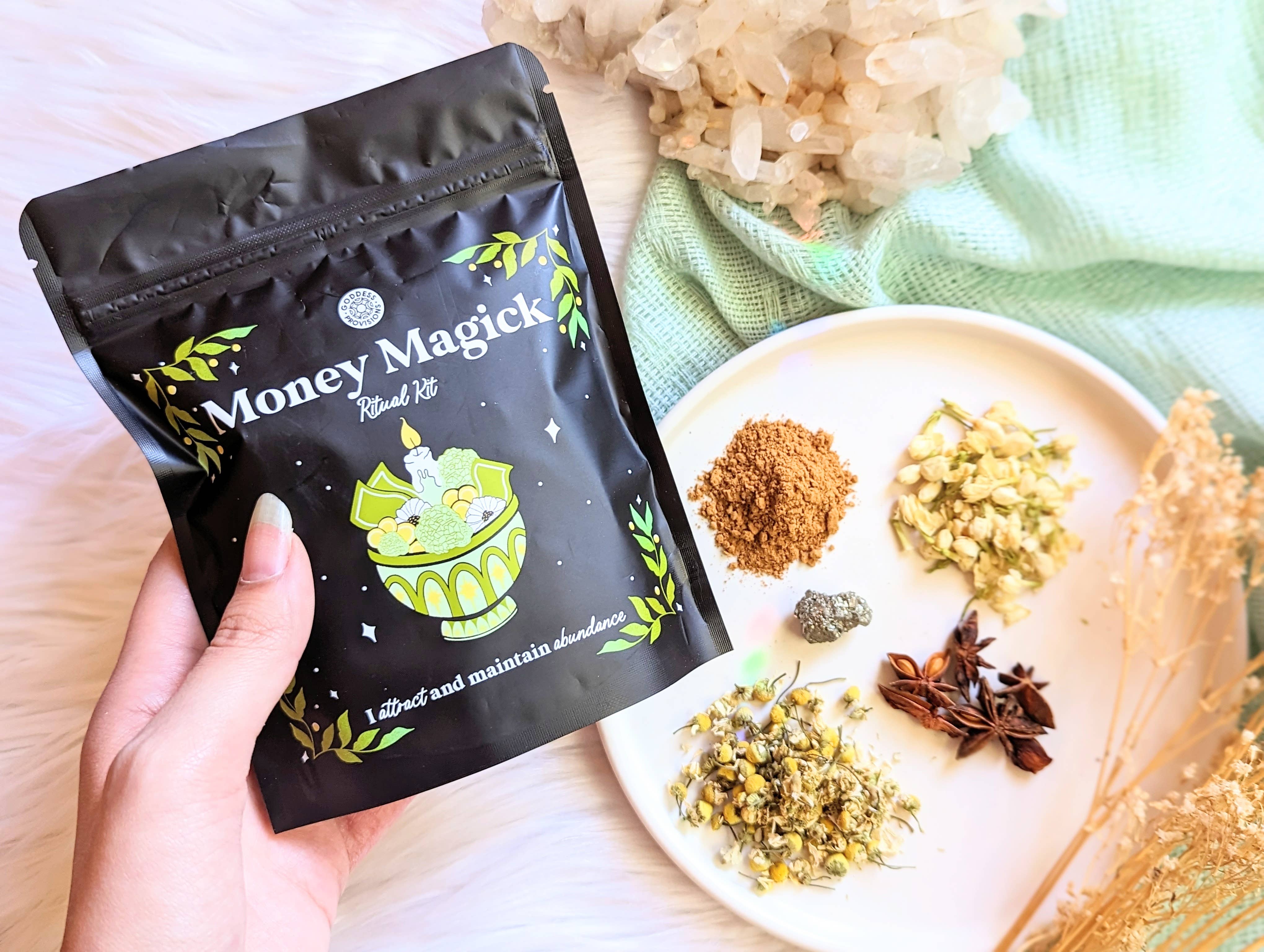 Goddess Provisions - Wholesale Meditation Supplies - Money Magick Ritual Kit - Abundance, Prosperity, Manifest1