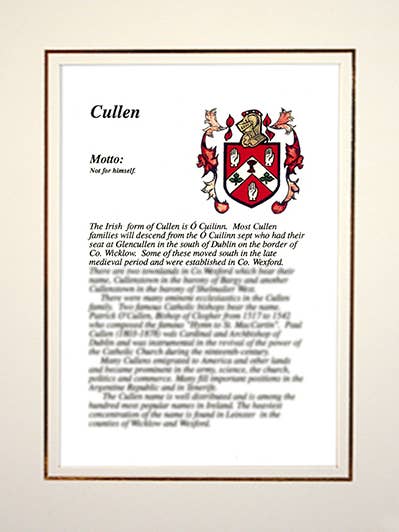 Cullen for wholesale by Family Histories