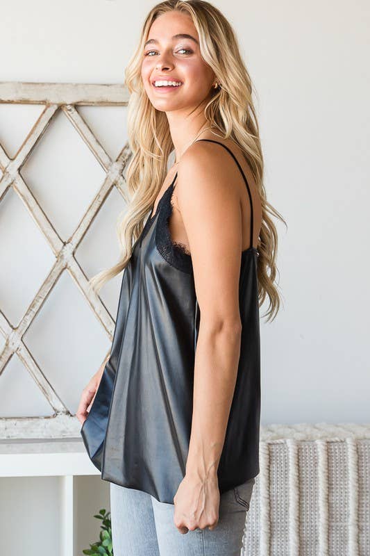 BLACK ET6957-10 FAUX LEATHER TOP for wholesale on Faire8