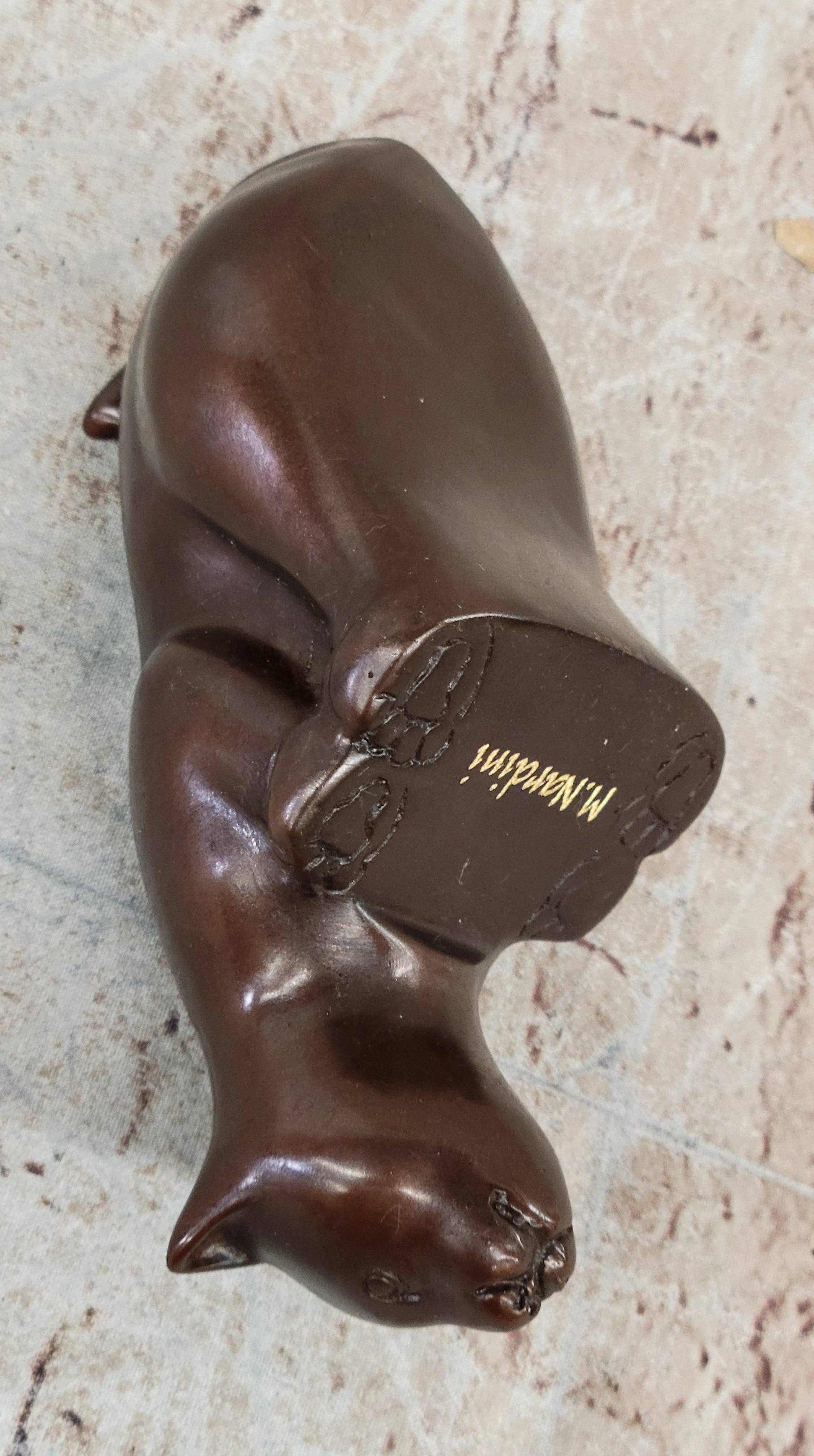 Bronzhaus - Vendita all'ingrosso Scultura - Statuetta in bronzo con gatto e gattino seduto sul bordo, da collezione, 7,6 x 15,2 cm7