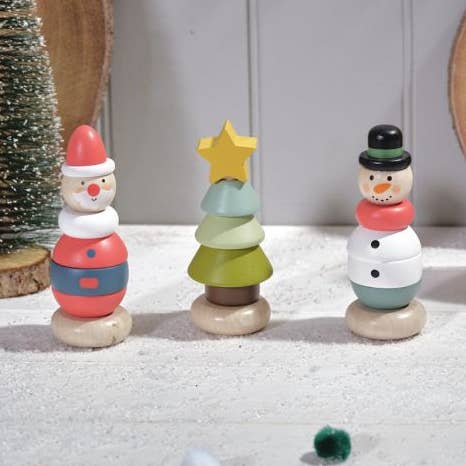 Jouet en bois empilable de Noël Âge 10 mois+ 3 modèles assortis Boîte 9 pour la vente par Langs