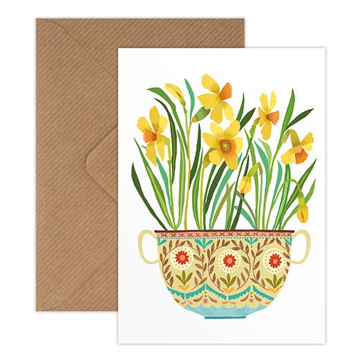 Brie Harrison Ltd – wholesale Everyday greeting card – Daffodil Pot Greetings Card
