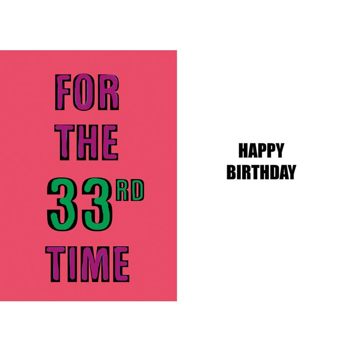 Duggoons Greeting Cards – Großhandel Geburtstagskarten – Lustige Geburtstagskarte zum 33. mit witzigem Humor