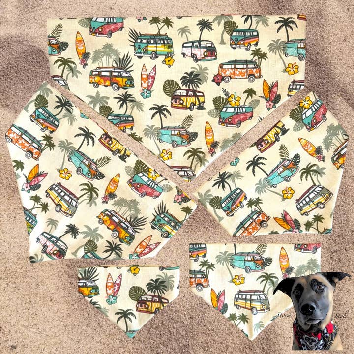 Storms Style - Wholesale Pet Bandana - Dog - Campervan Pet Bandanas - 3 colours available - Dog Cat