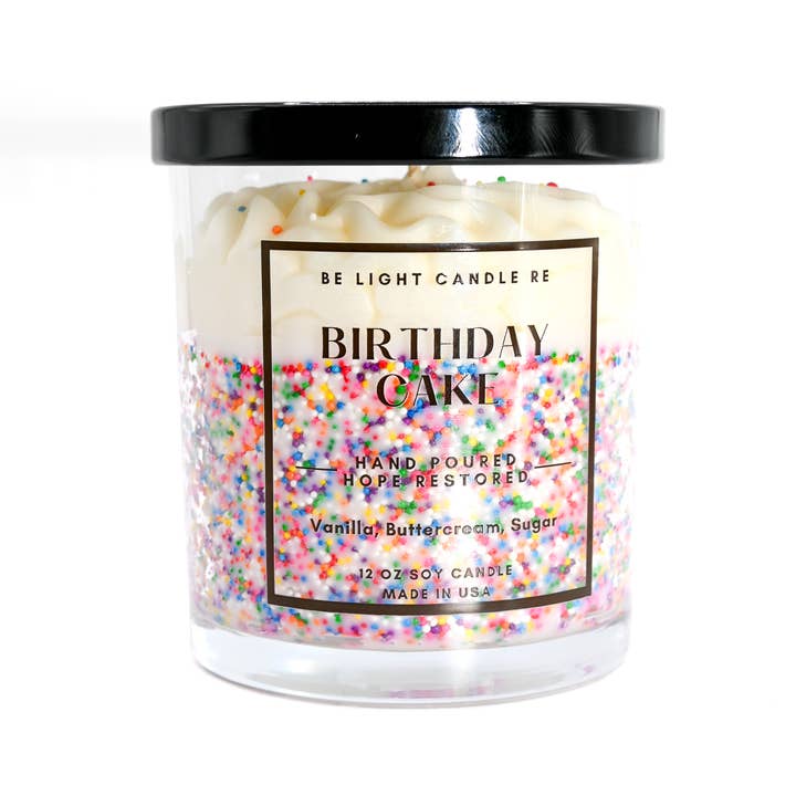 Be Light Candle RE - Wholesale Jar/Filled Candle - Birthday Cake, Scented Soy Candle | Most Loved Gift | Friend