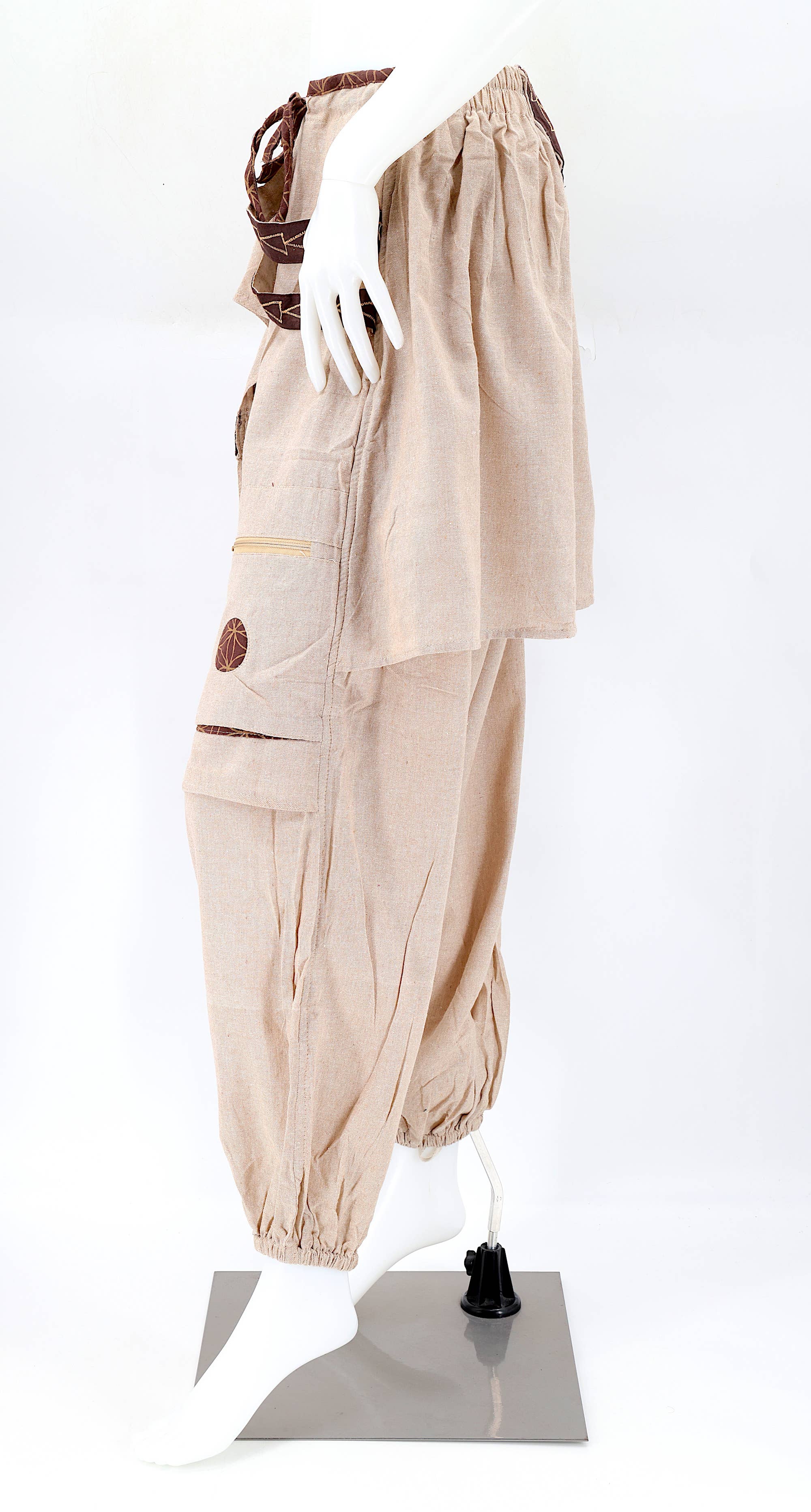 Himalaya Handmade – wholesale Byxor - Dam – Handgjorda bohemiska hippie haremsbyxor i bomull med blekt färgmönster Flower of Life10