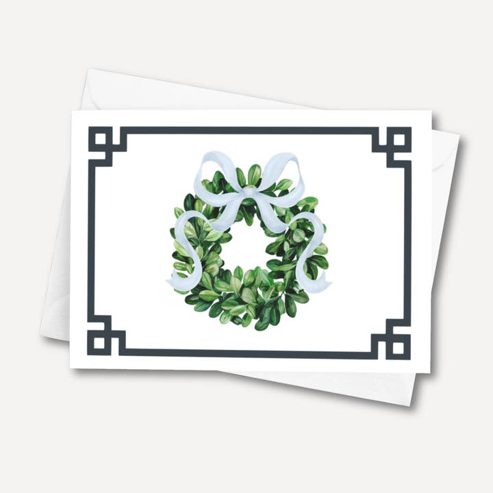 Classic Elegant Wreath Folded Note Cards | Set of 10 for wholesale by Note Worthy Paper Place