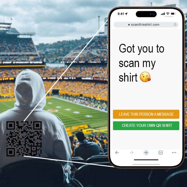 Scan This Shirt – wholesale Hoodie – Unisex – Custom Message QR Hoodie4