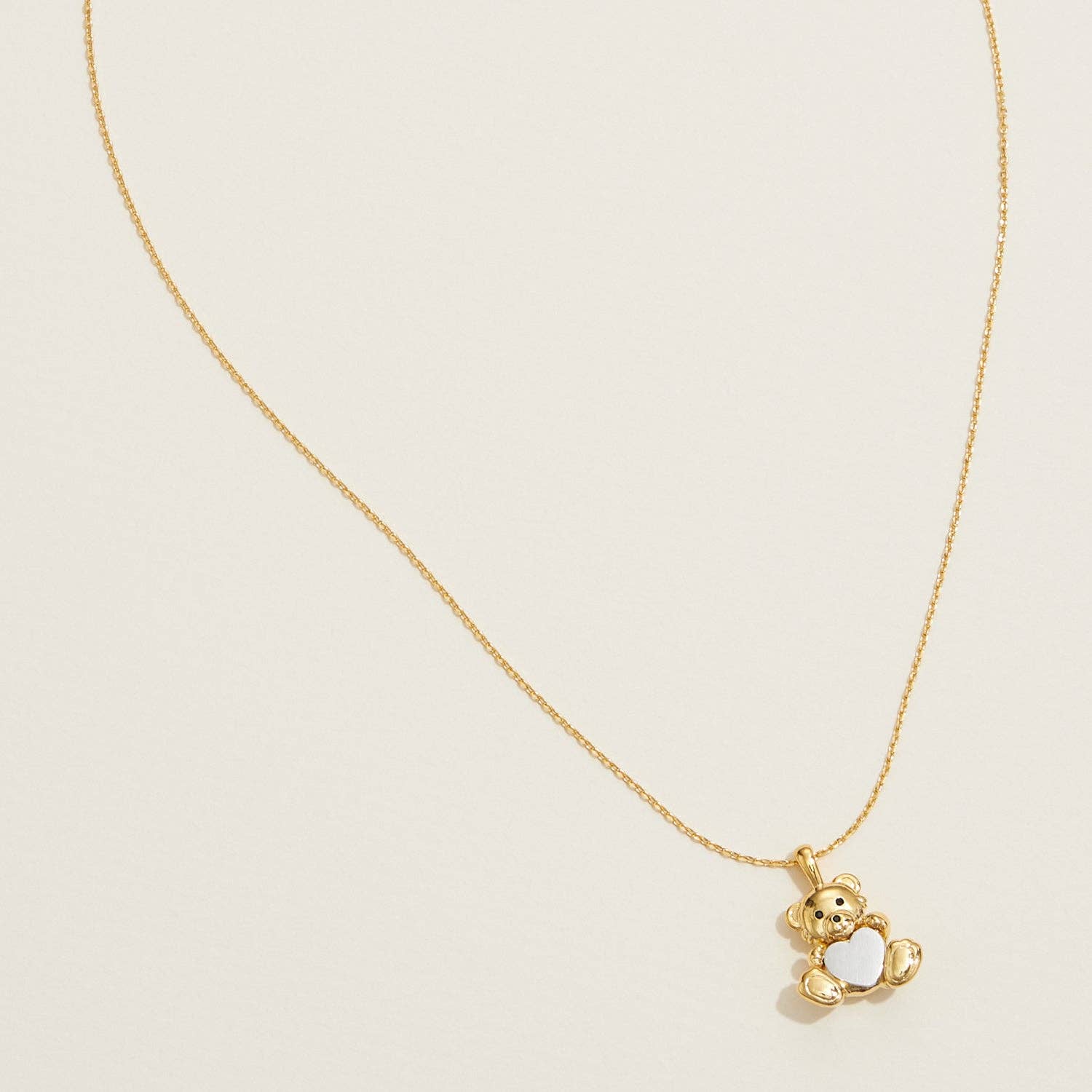 Gold Dipped Teddy Bear Heart Necklace for wholesale on Faire3