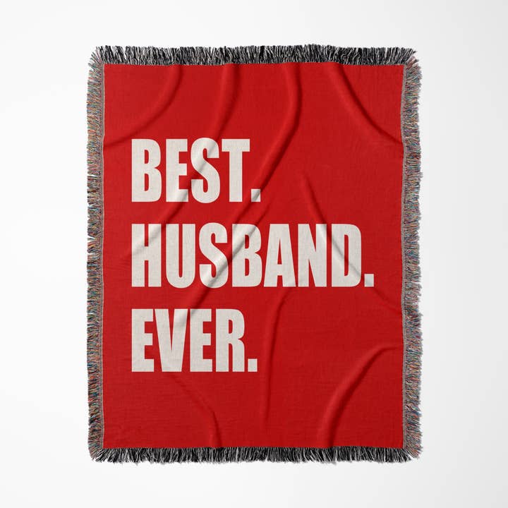 3dRose - Wholesale Throw Blanket - 3dRose, Red Best Husband Ever - white text anniversary romantic gift for him, Blanket0