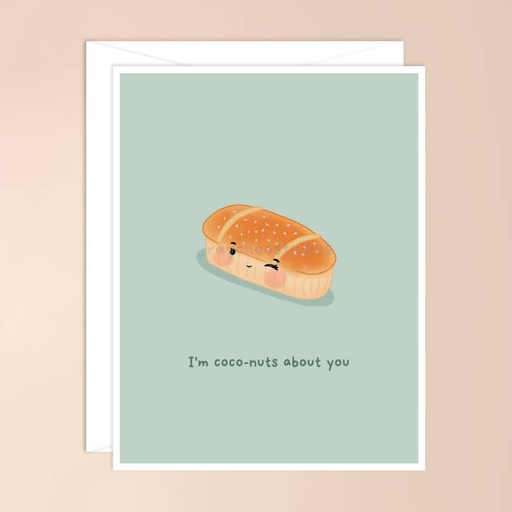 I'm Coco-nuts About You Greeting Card for wholesale by Raychoo Studios Inc.