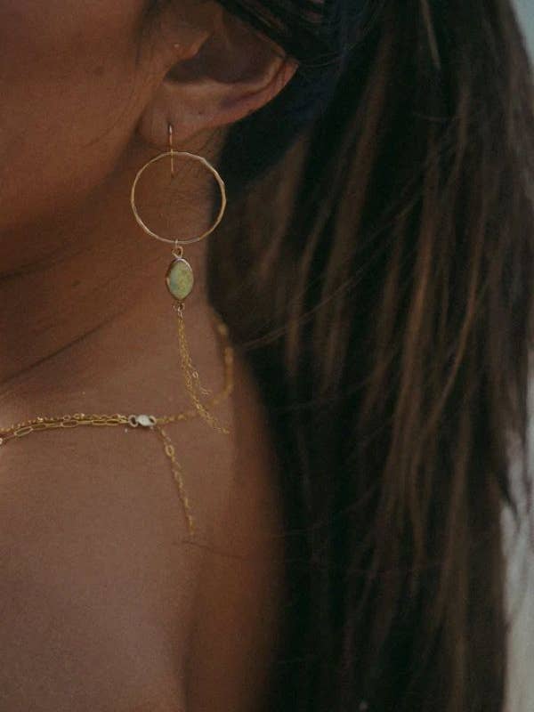 Puerto Green Pearl Hoops- Iridescent for wholesale by Toasted Jewelry