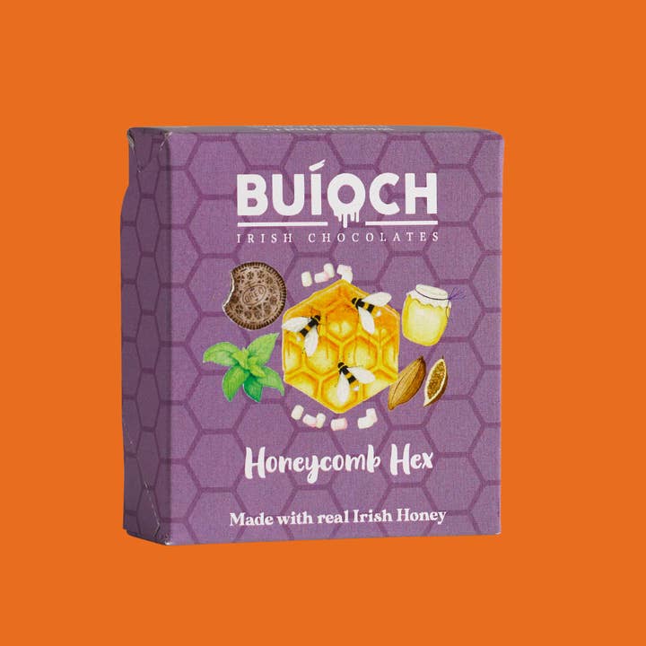 BuÃoch Irish Chocolates - Wholesale Chocolate Box - Orange Honeycomb Hex - Milk Chocolate