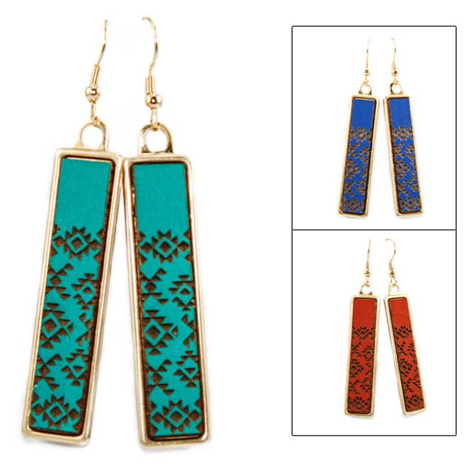 Geo baumeln Ohrringe - Südwest-Muster für den Großhandel von Once Again Sam